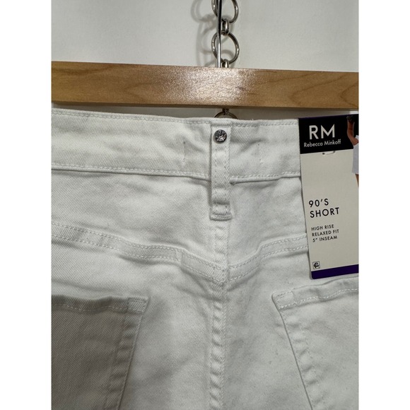 Rebecca Minkoff 90's Short White Denim High Rise Relaxed Fit Size 16 NWT - Picture 7 of 10